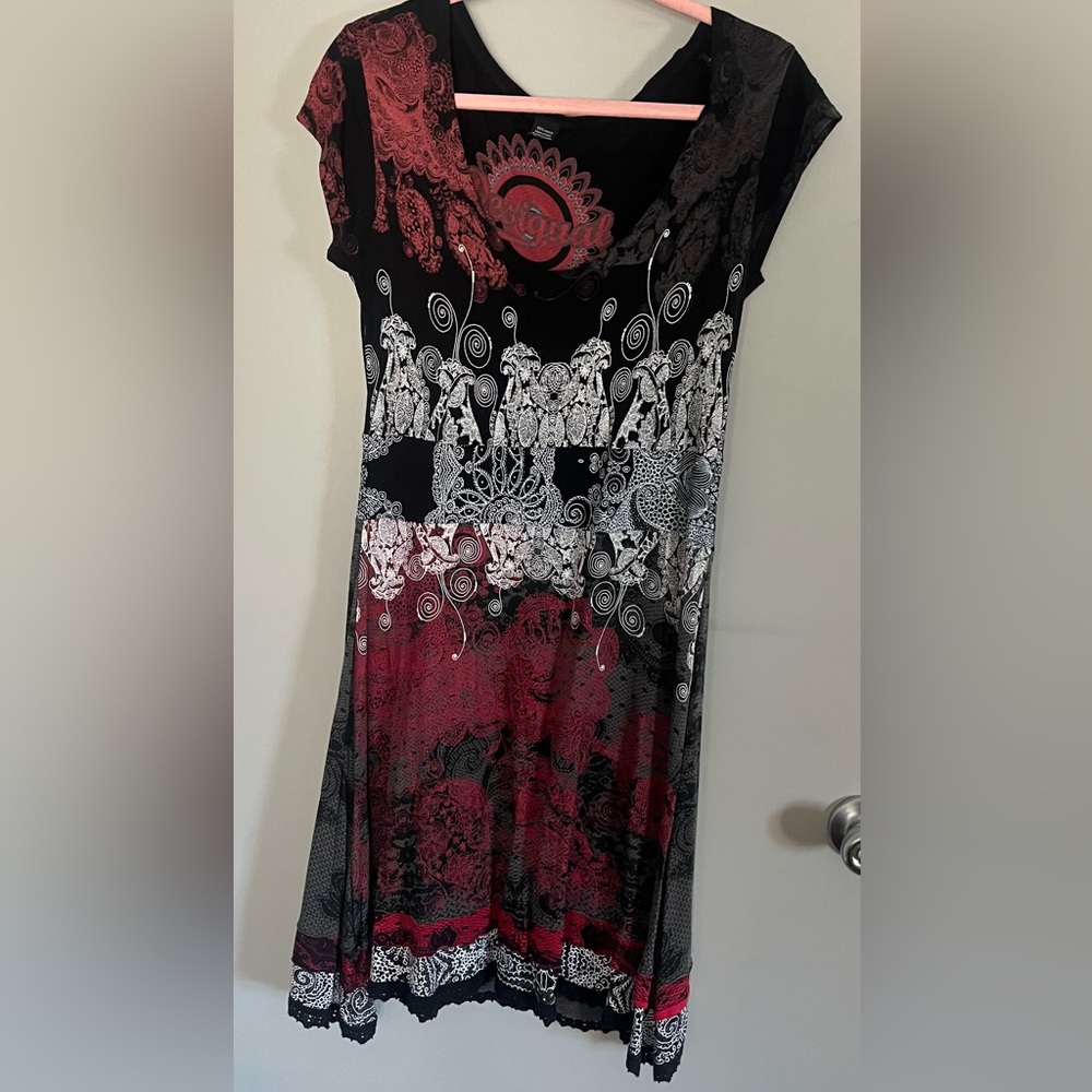 Desigual Black and Red Artistic Dress